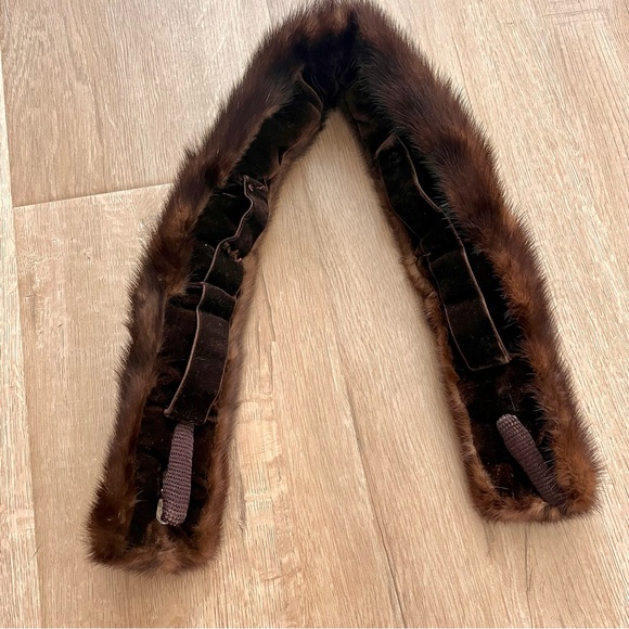 Vintage Real Mink Fur Brown Neck Wrap Scarf Collar Handmade 28” X 3” Excellent - Picture 2 of 6